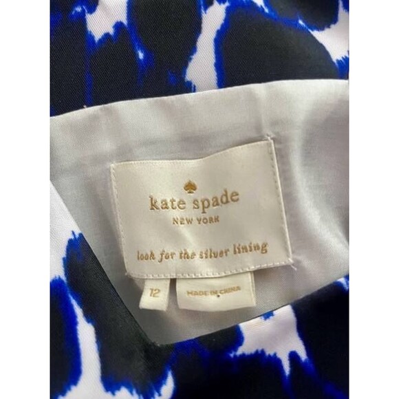 Kate Spade New York Blue Black Leopard Print 12 Fit & Flare Side Pockets Dress - Picture 7 of 8